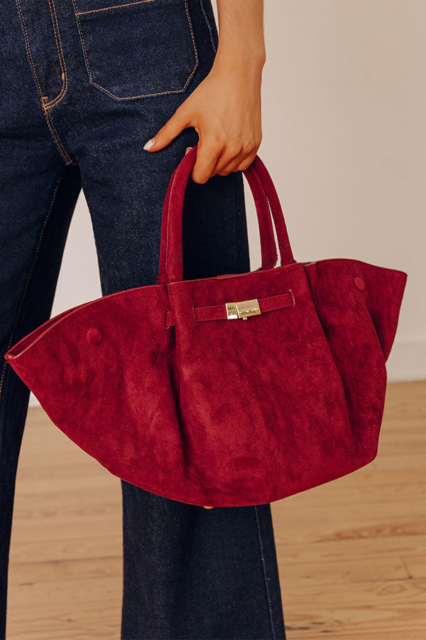 Soho Stroll Faux Suede Tote in Wine