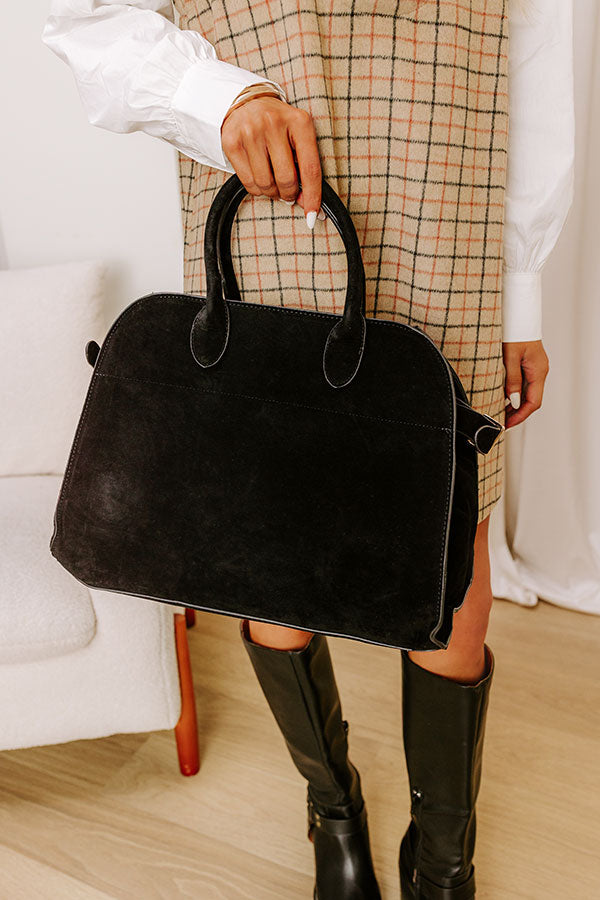 Casual Outing Faux Suede Tote in Black Image 1