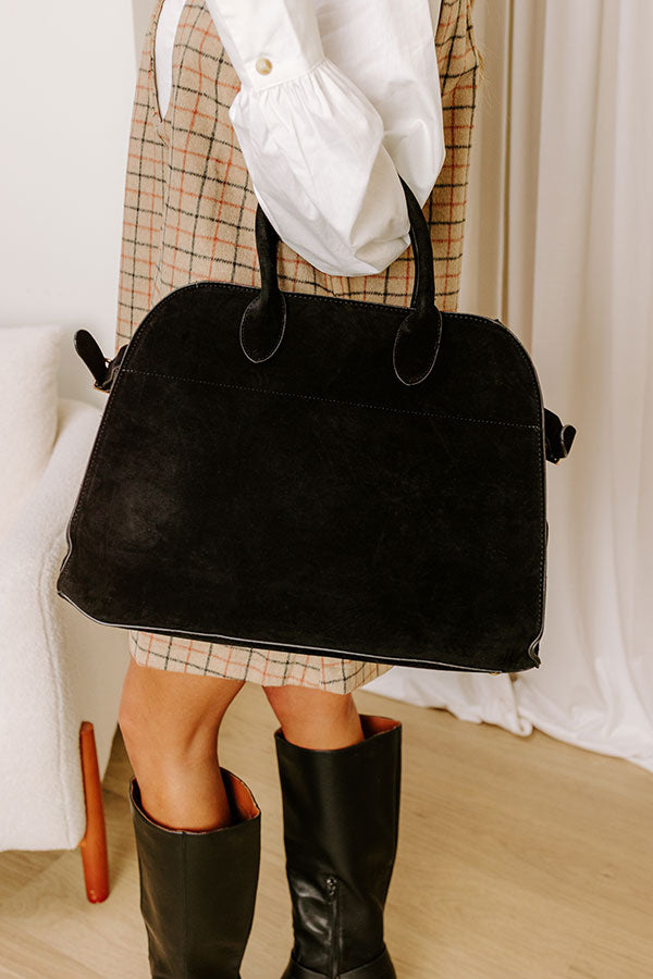 Casual Outing Faux Suede Tote in Black Image 3