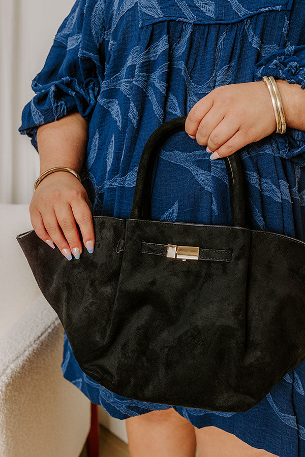 Soho Stroll Faux Suede Tote in Black Image 1