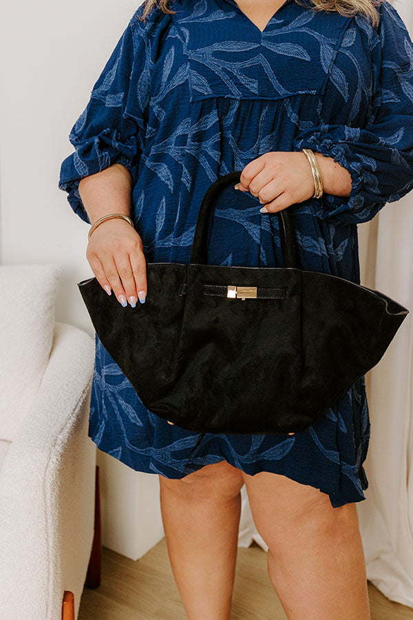 Soho Stroll Faux Suede Tote in Black Image 3