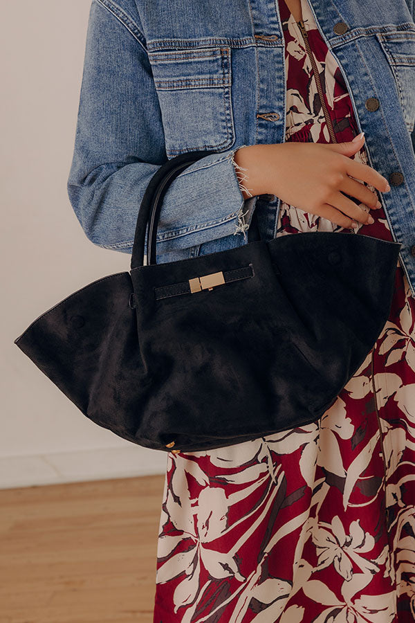 Soho Stroll Faux Suede Tote in Black Image - 1