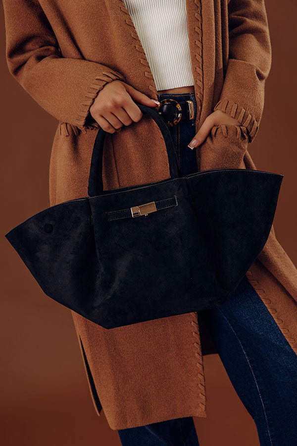 Soho Stroll Faux Suede Tote in Black
