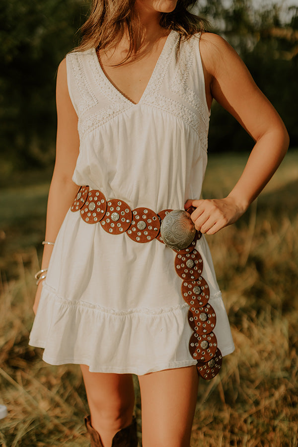 Boho Feels Faux Suede Disc Belt in Camel Image 1