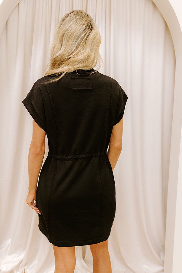 Park Day Cutie Drawstring Mini Dress in Black Park Day Cutie Drawstring Mini Dress in Black