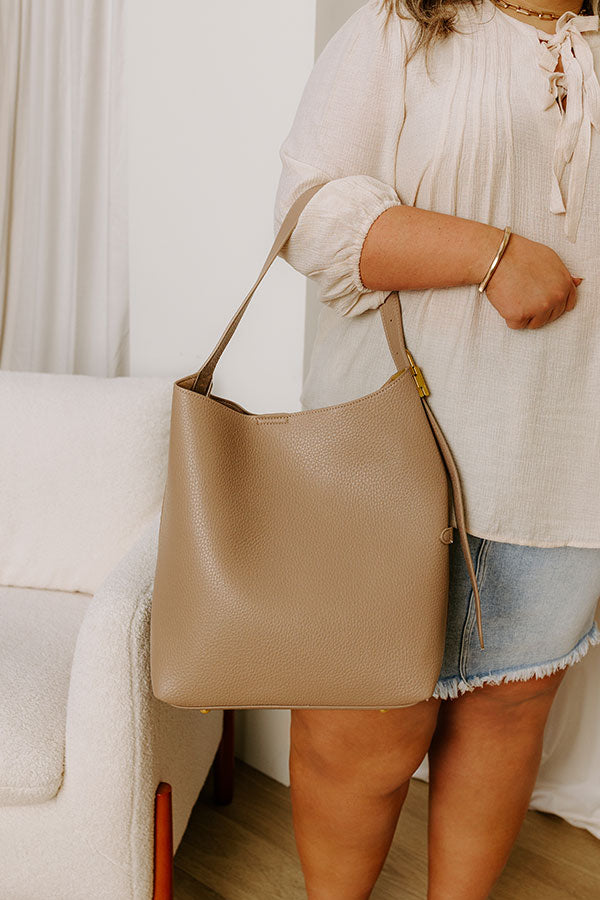 The Matty Faux Leather Tote in Taupe Image 1