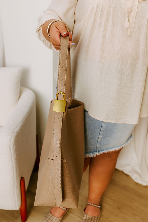 The Matty Faux Leather Tote in Taupe Image 2