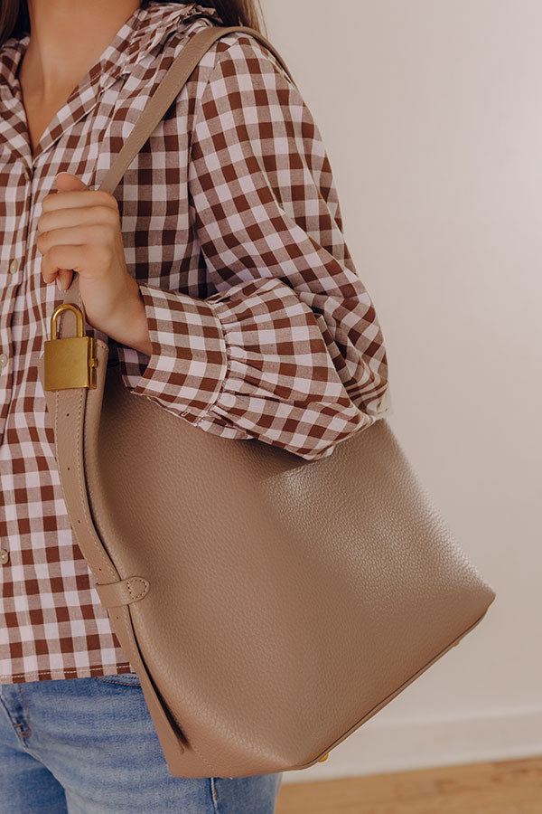 The Matty Faux Leather Tote in Taupe