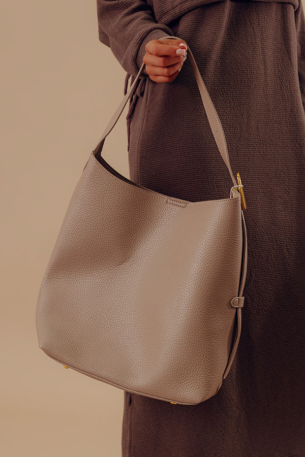 The Matty Faux Leather Tote in Taupe Image - 1
