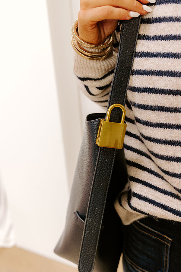 The Matty Faux Leather Tote in Navy Image 3