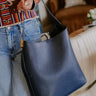 The Matty Faux Leather Tote in Navy Image - 1
