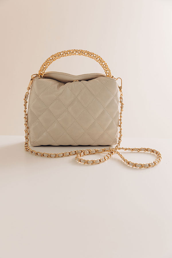 The Staci Faux Leather Quilted Crossbody in Ivory Image - 1