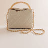 The Staci Faux Leather Quilted Crossbody in Ivory Image - 1