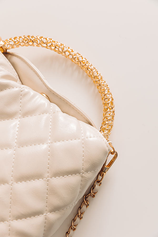 The Staci Faux Leather Quilted Crossbody in Ivory Image - 2