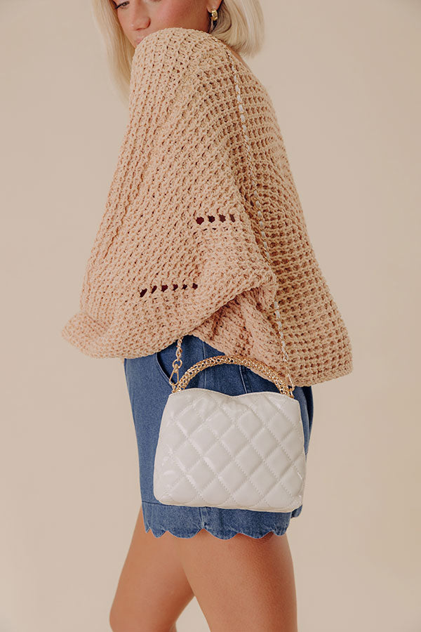 The Staci Faux Leather Quilted Crossbody in Ivory Image - 1