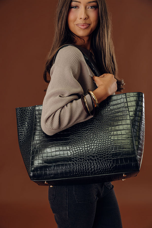 The Tiffany Faux Leather Tote in Black Image - 1