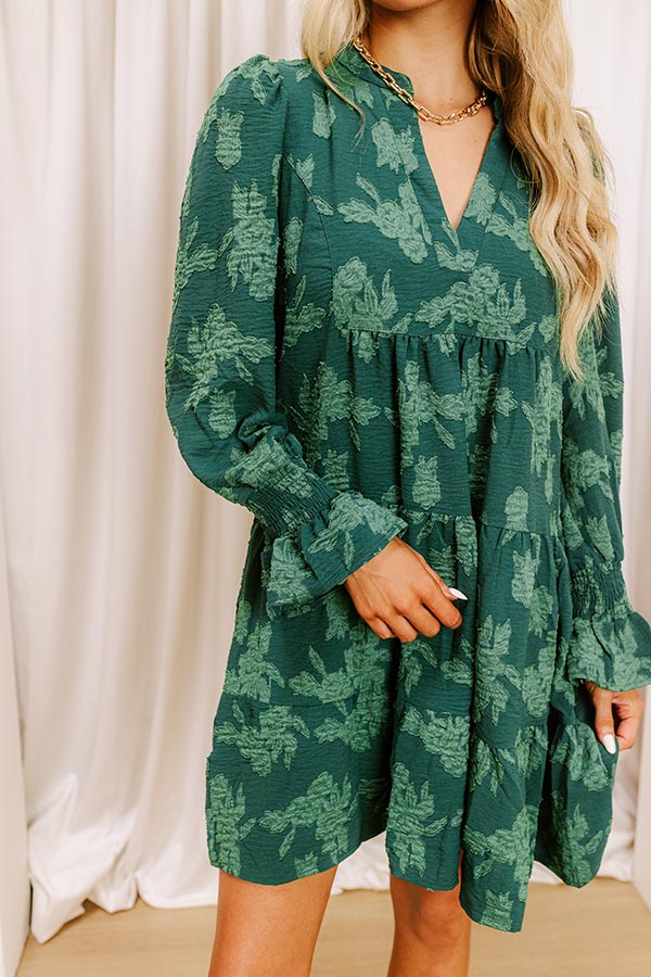 Tribeca Twilight Jacquard Babydoll Mini Dress in Hunter Green L / Hunter-Green Tribeca Twilight Jacquard Babydoll Mini Dress in Hunter Green L / Hunter-Green