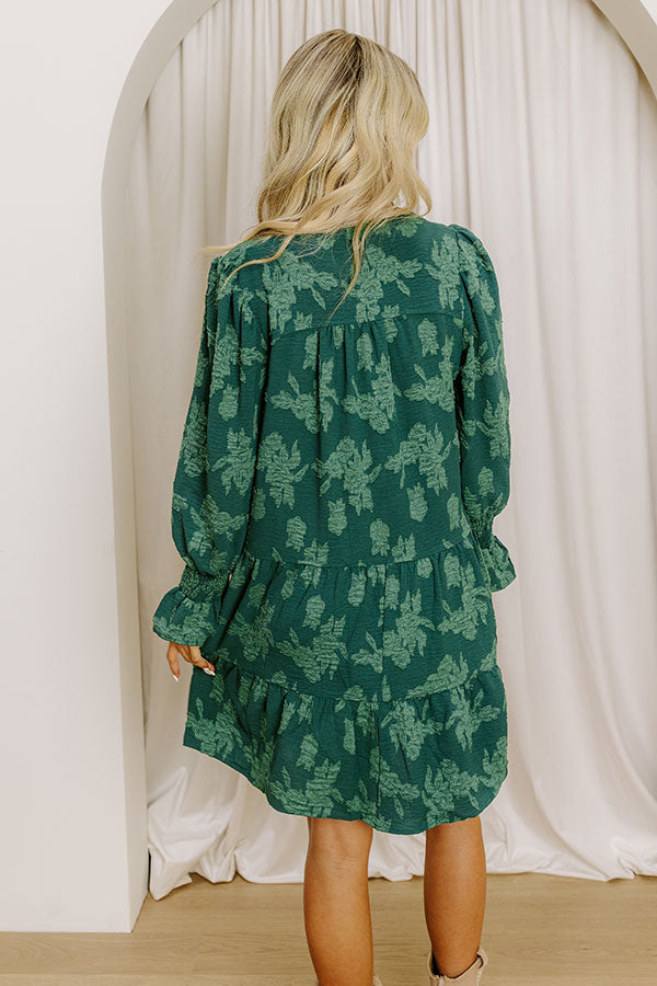 Tribeca Twilight Jacquard Babydoll Mini Dress in Hunter Green L / hunter-green Tribeca Twilight Jacquard Babydoll Mini Dress in Hunter Green L / hunter-green