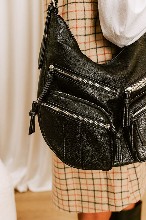 The Christine Faux Leather Hobo Tote in Black Image 2