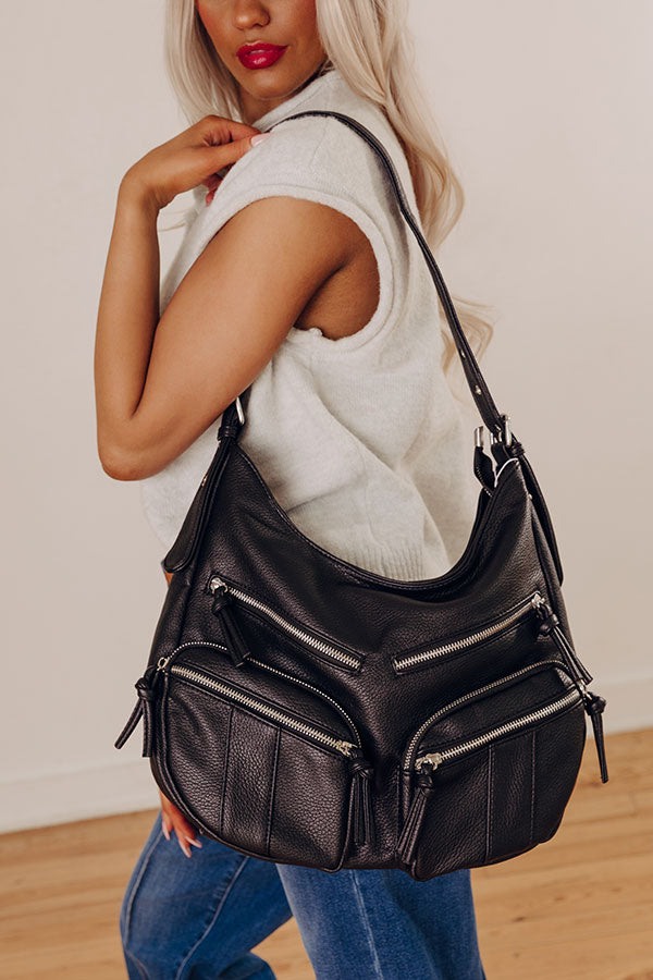 The Christine Faux Leather Hobo Tote in Black Image - 1