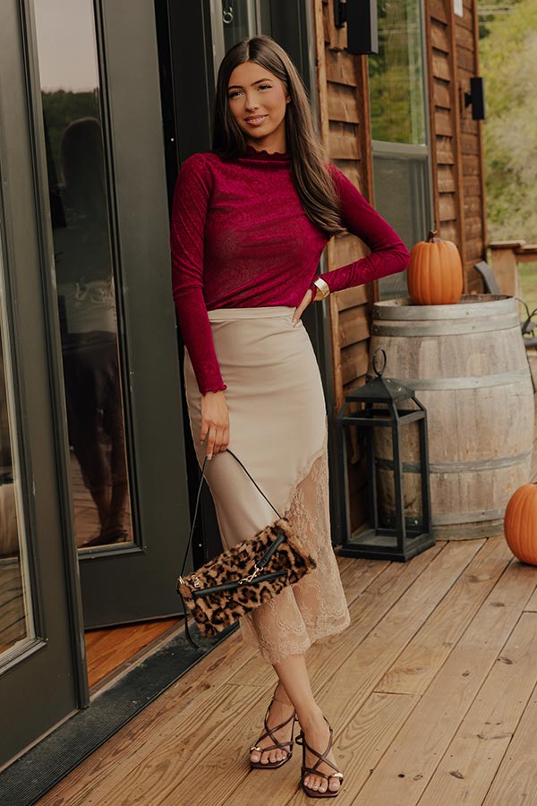 Vino Sipping Velvet Embossed Top in Wine Image - 2