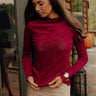 Vino Sipping Velvet Embossed Top in Wine Image - 1
