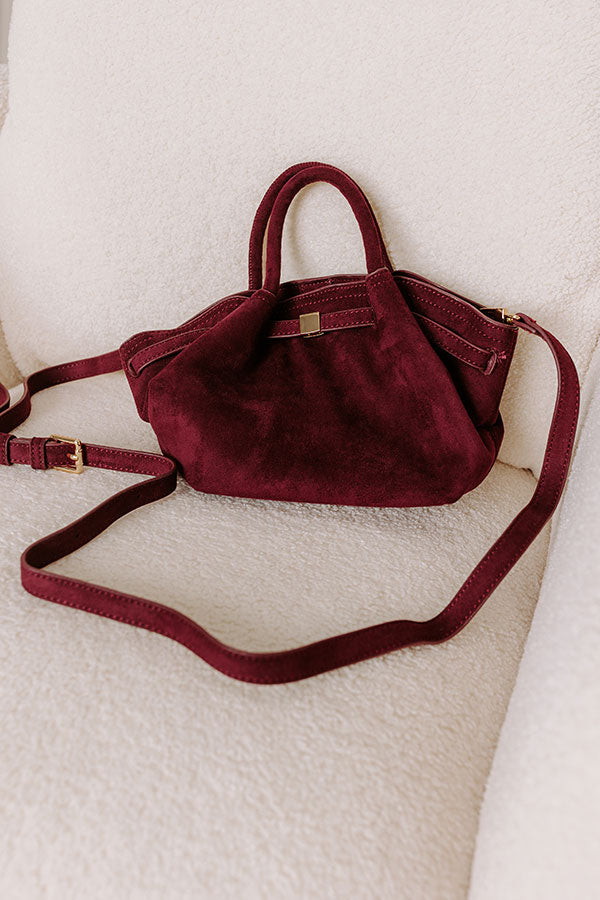 Central Park Chic Faux Suede Purse in Wine Image 1