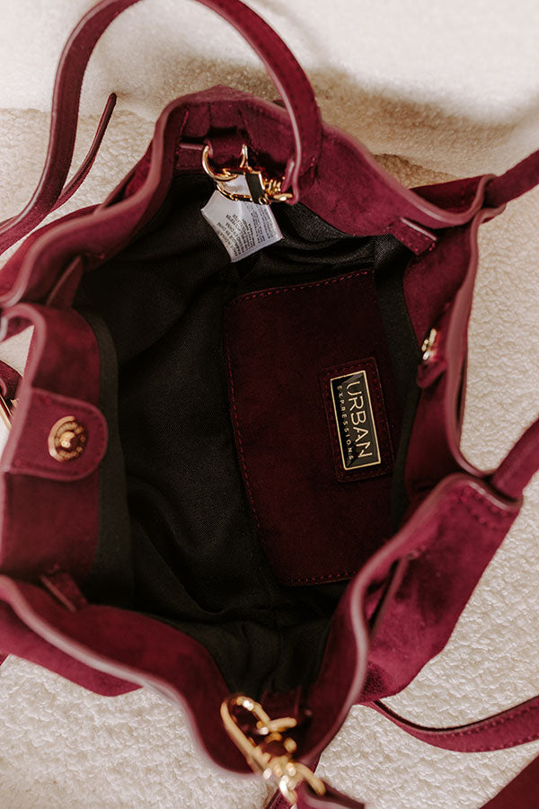 Central Park Chic Faux Suede Purse in Wine Image 2