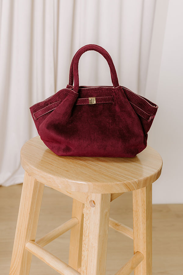 Central Park Chic Faux Suede Purse in Wine Image 3