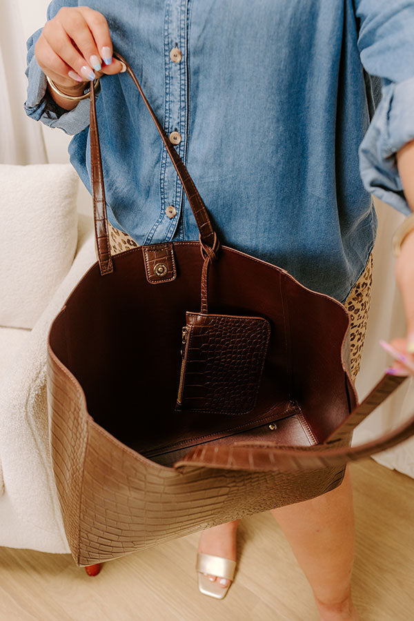 The Tiffany Faux Leather Tote in Chestnut Image 2