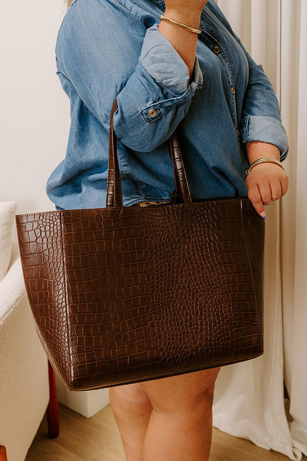 The Tiffany Faux Leather Tote in Chestnut Image 4