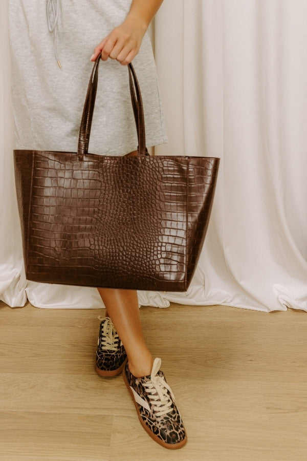 The Tiffany Faux Leather Tote in Chestnut Image 3