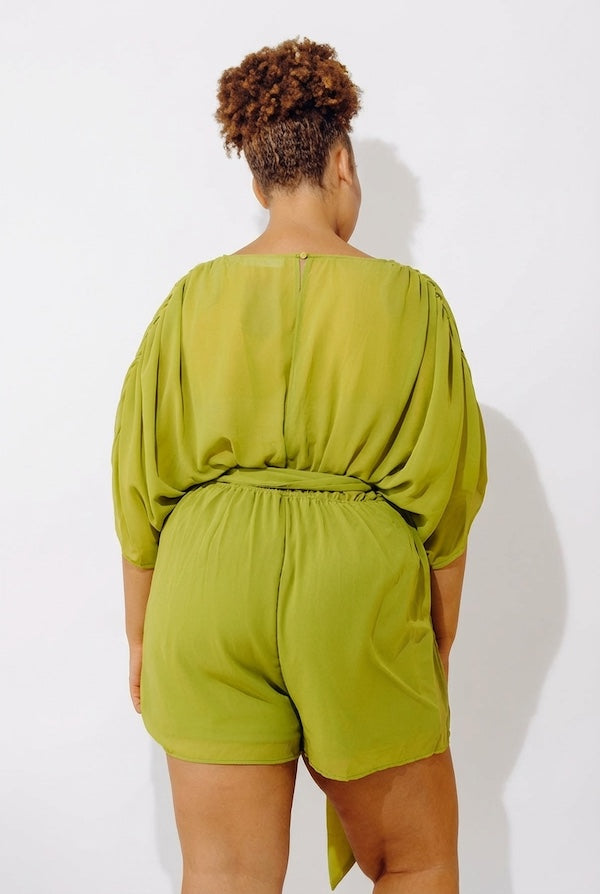 Martinis Please Chiffon Romper in Lime Curves Image - 3