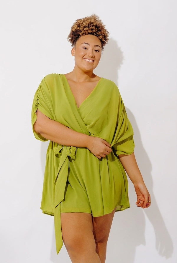 Martinis Please Chiffon Romper in Lime Curves Image - 1