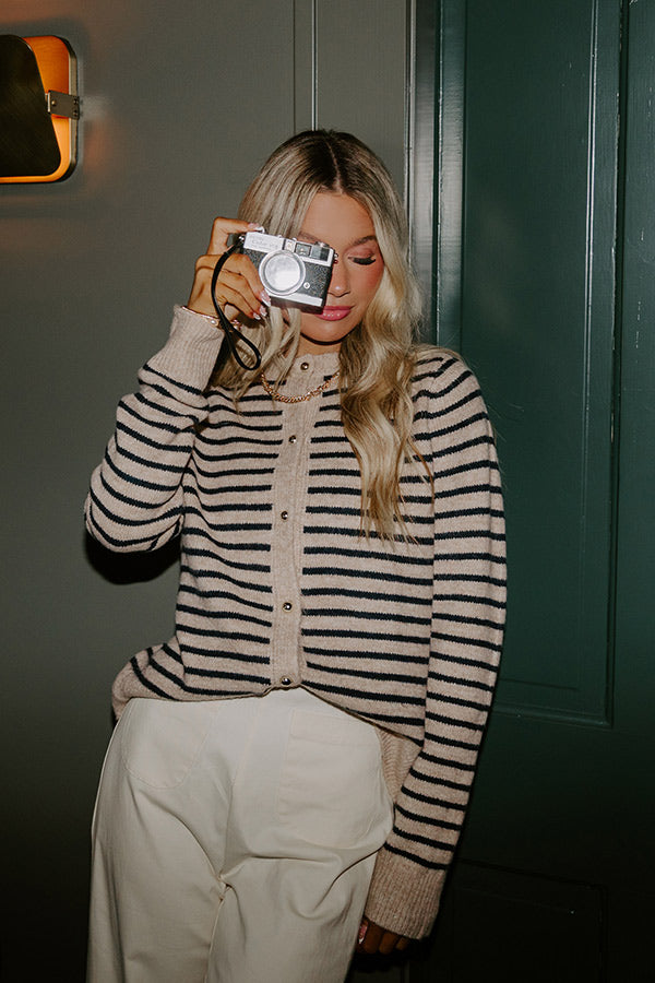 Cappuccino Please Stripe Cardigan
