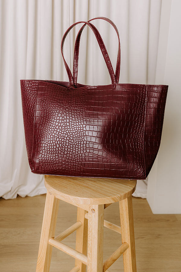 The Tiffany Faux Leather Tote in Merlot Image 1