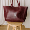 The Tiffany Faux Leather Tote in Merlot Image 1