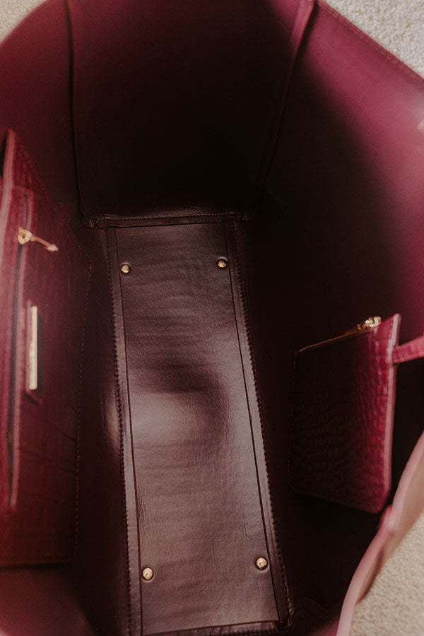 The Tiffany Faux Leather Tote in Merlot Image 2