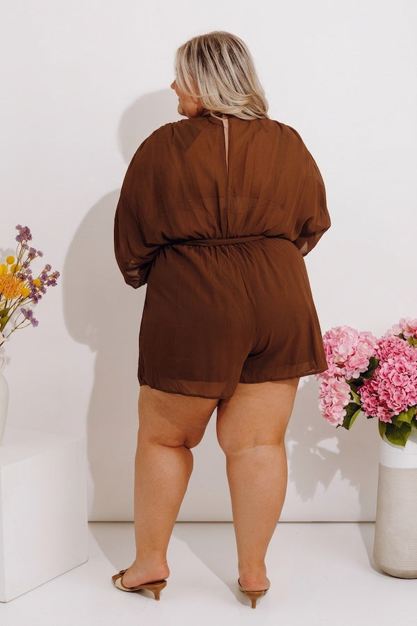Martinis Please Chiffon Romper in Chocolate Curves Image - 4