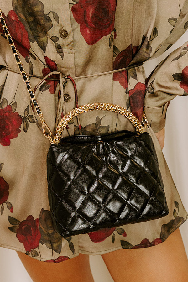 The Staci Faux Leather Quilted Crossbody in Black Image 4