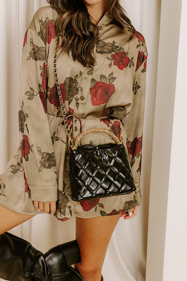The Staci Faux Leather Quilted Crossbody in Black The Staci Faux Leather Quilted Crossbody in Black