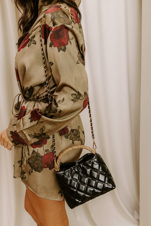 The Staci Faux Leather Quilted Crossbody in Black Image 3