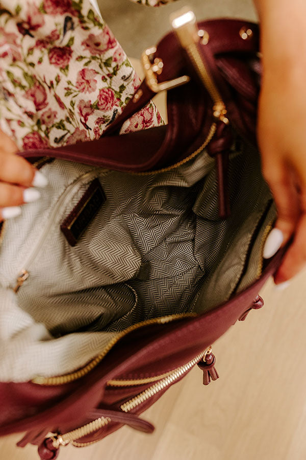 The Christine Faux Leather Hobo Tote in Merlot Image 4