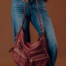 The Christine Faux Leather Hobo Tote in Merlot Image - 1