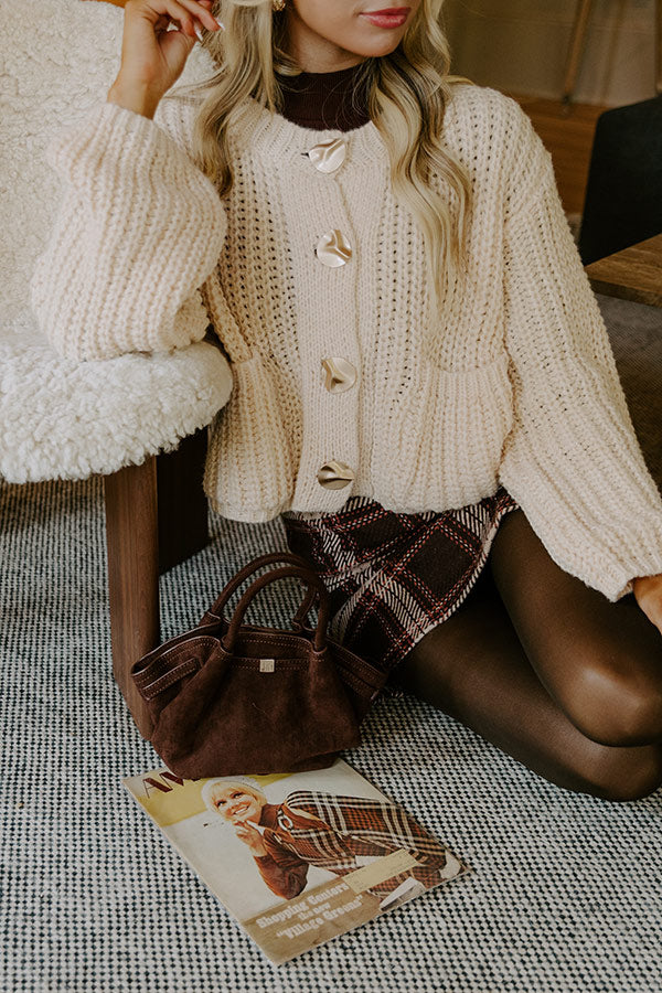 Central Park Chic Faux Suede Purse in Chestnut