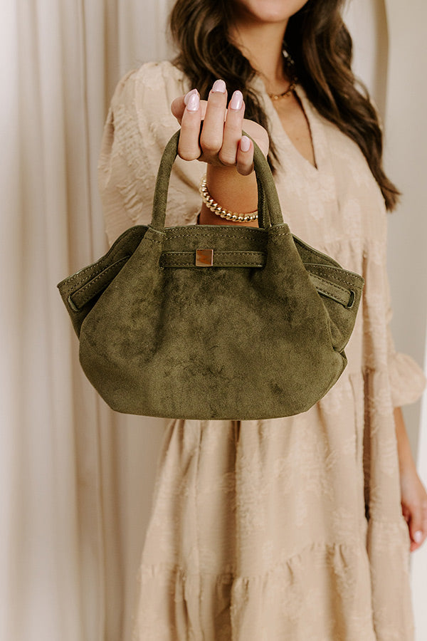 Central Park Chic Faux Suede Purse in Olive