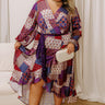 Vineyard Views Satin Color Block Midi Dress in Purple Curves Image 1