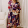 Vineyard Views Satin Color Block Midi Dress in Purple Curves Image - 1