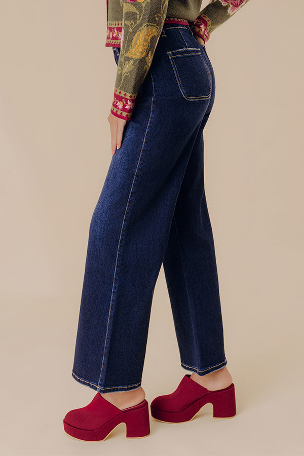 The Tracy High Waist Flares in Dark Wash Image - 3