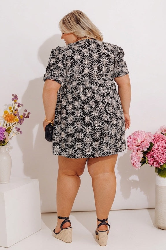 Chic And Charming Floral Embroidered Mini Dress Curves Image - 4